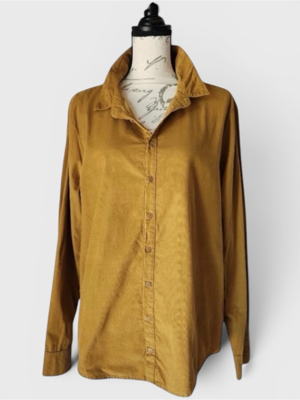 727 CP Shades Corduroy Mustard Button Tunic Down Shirt